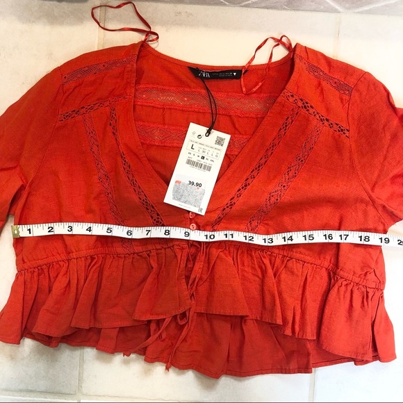 🌈 6/$60, NWT, Zara Boho Style Top, Orange, Large - Picture 10 of 10